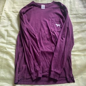 burgundy victoria secret pink long sleeve shirt